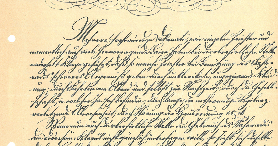 Historischer Brief des Ordinariats 