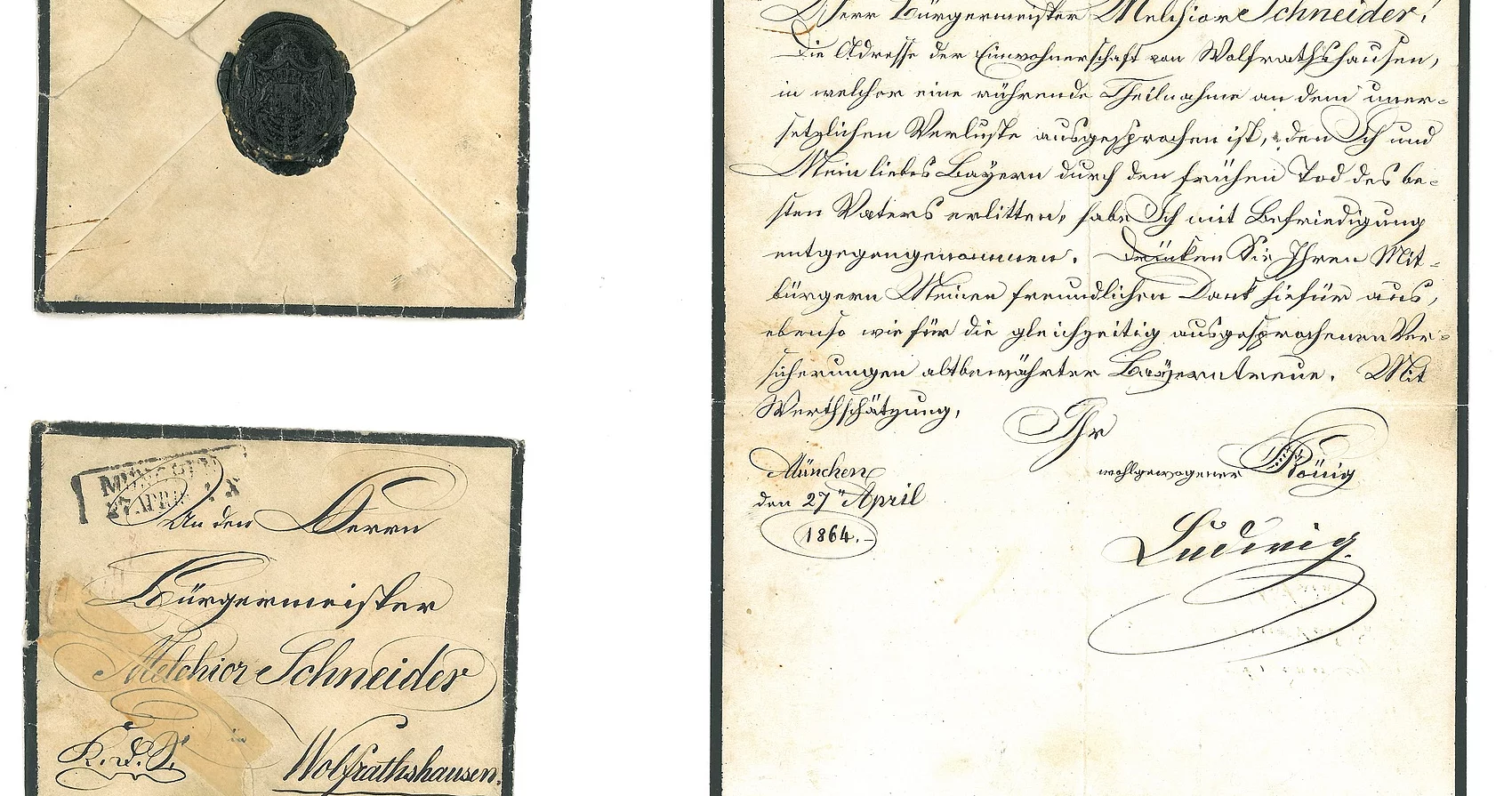 Brief von König Ludwig II. an Bürgermeister Schneider