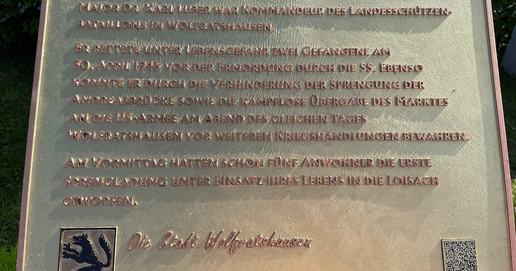 Gedenktafel zum 30.04.1945